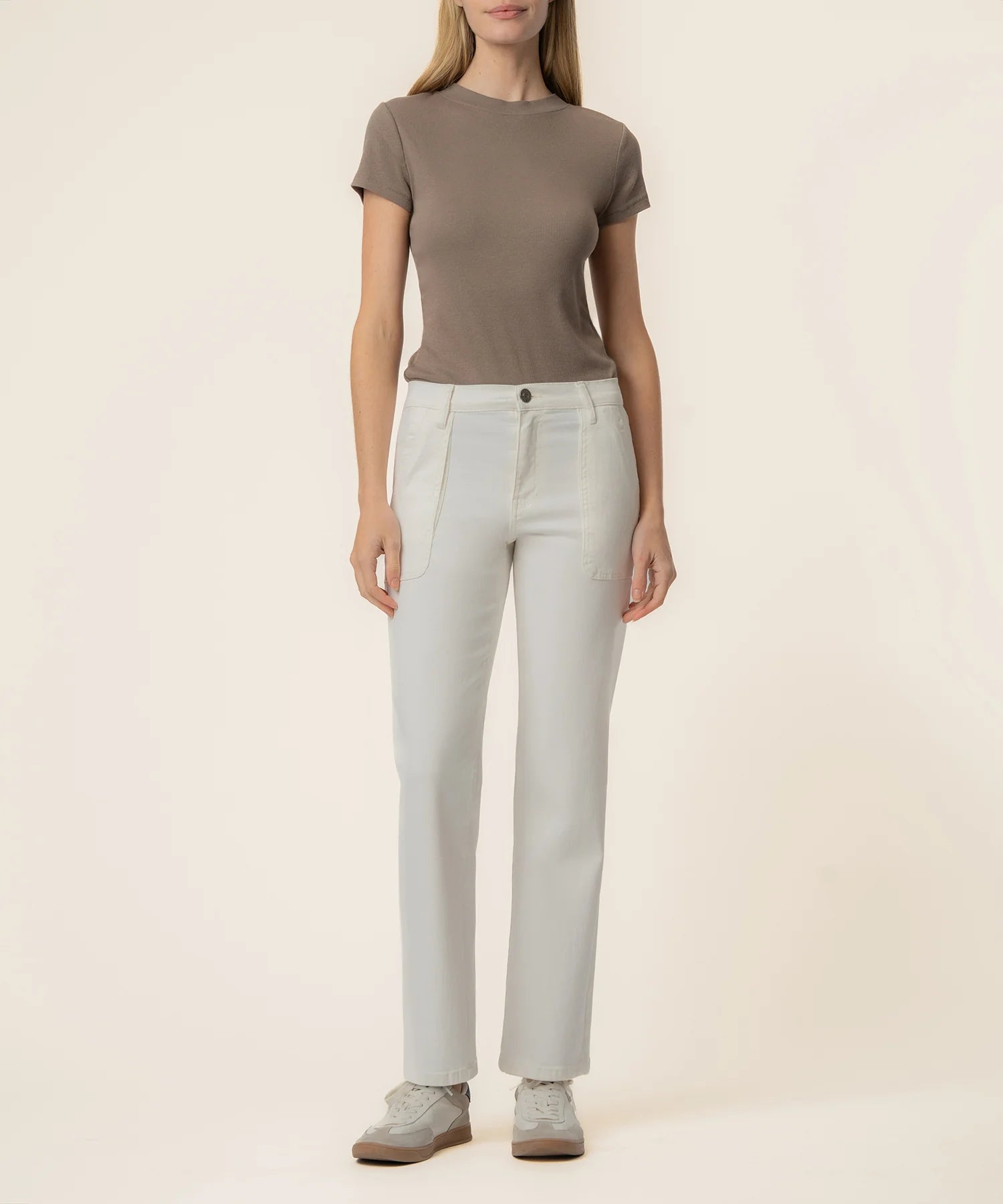 Avery High Rise Straight Leg in Ivory