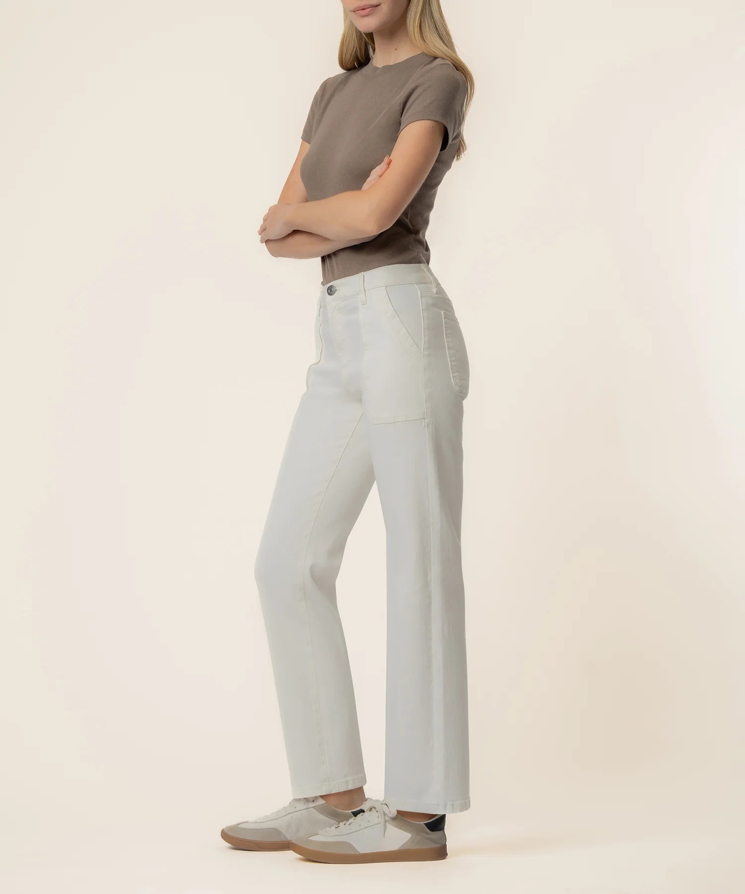 Avery High Rise Straight Leg in Ivory