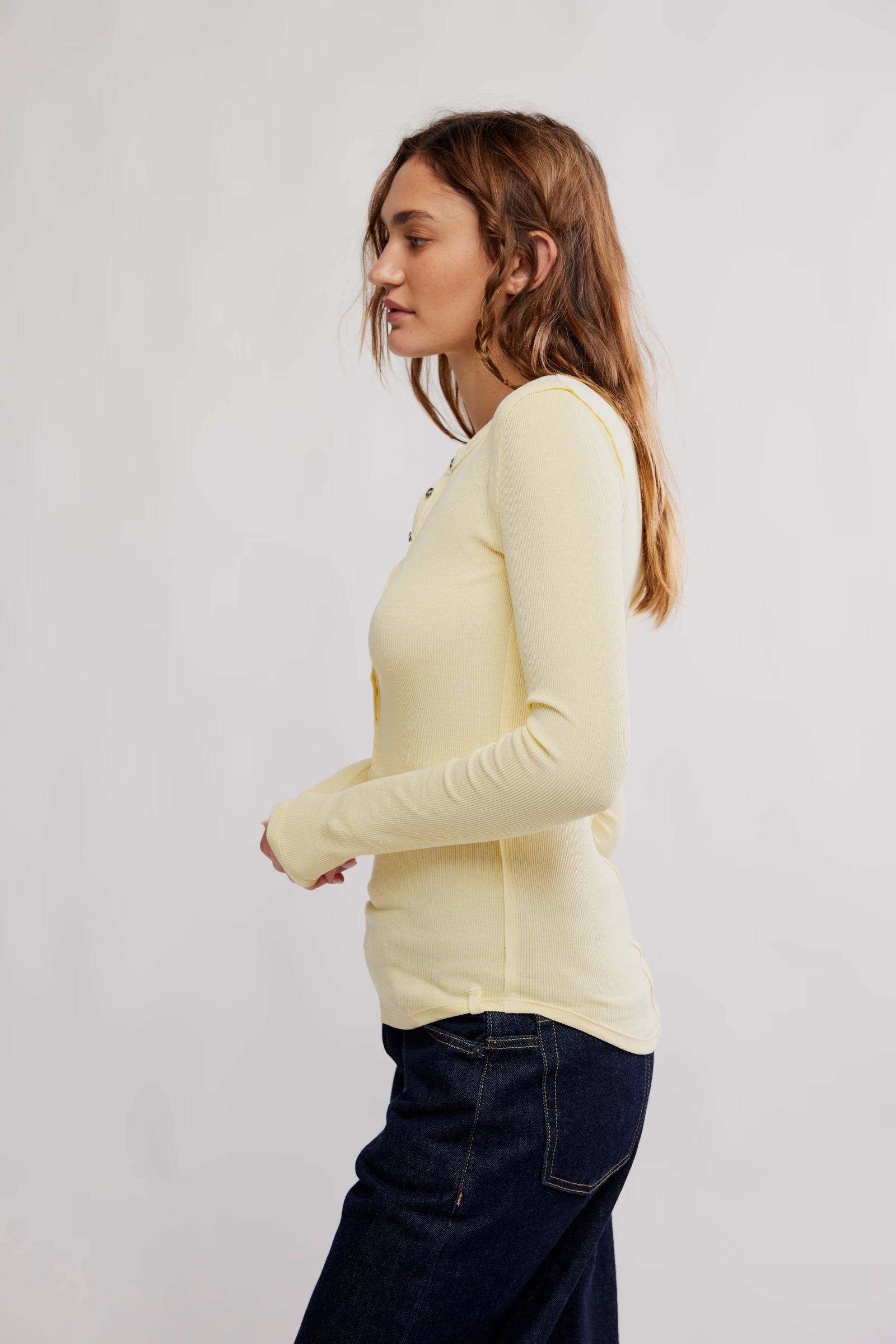 Free People Light Yellow Top