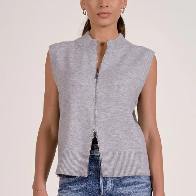Britt Sleeveless Zip-Up Knit Sweater Vest