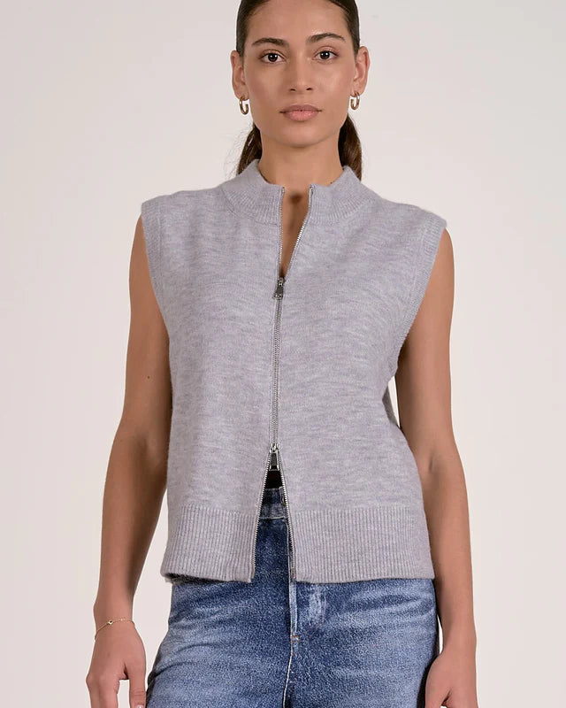 Britt Sleeveless Zip-Up Knit Sweater Vest