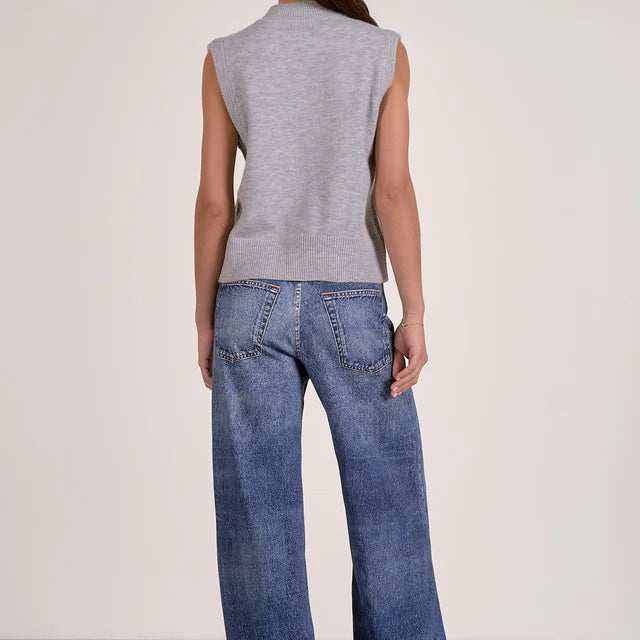 Britt Sleeveless Zip-Up Knit Sweater Vest