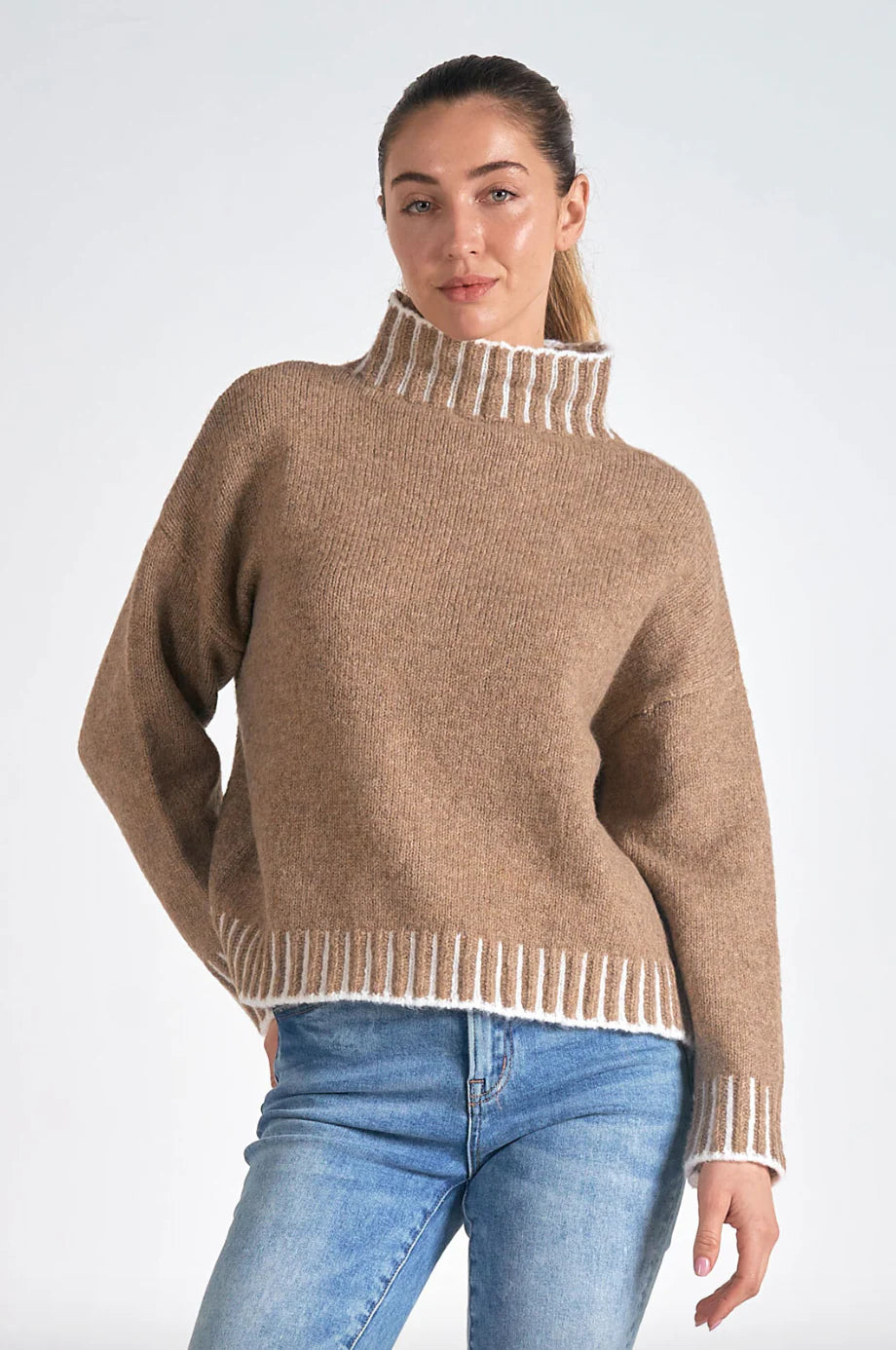 Elan Stitch Detail Turtleneck