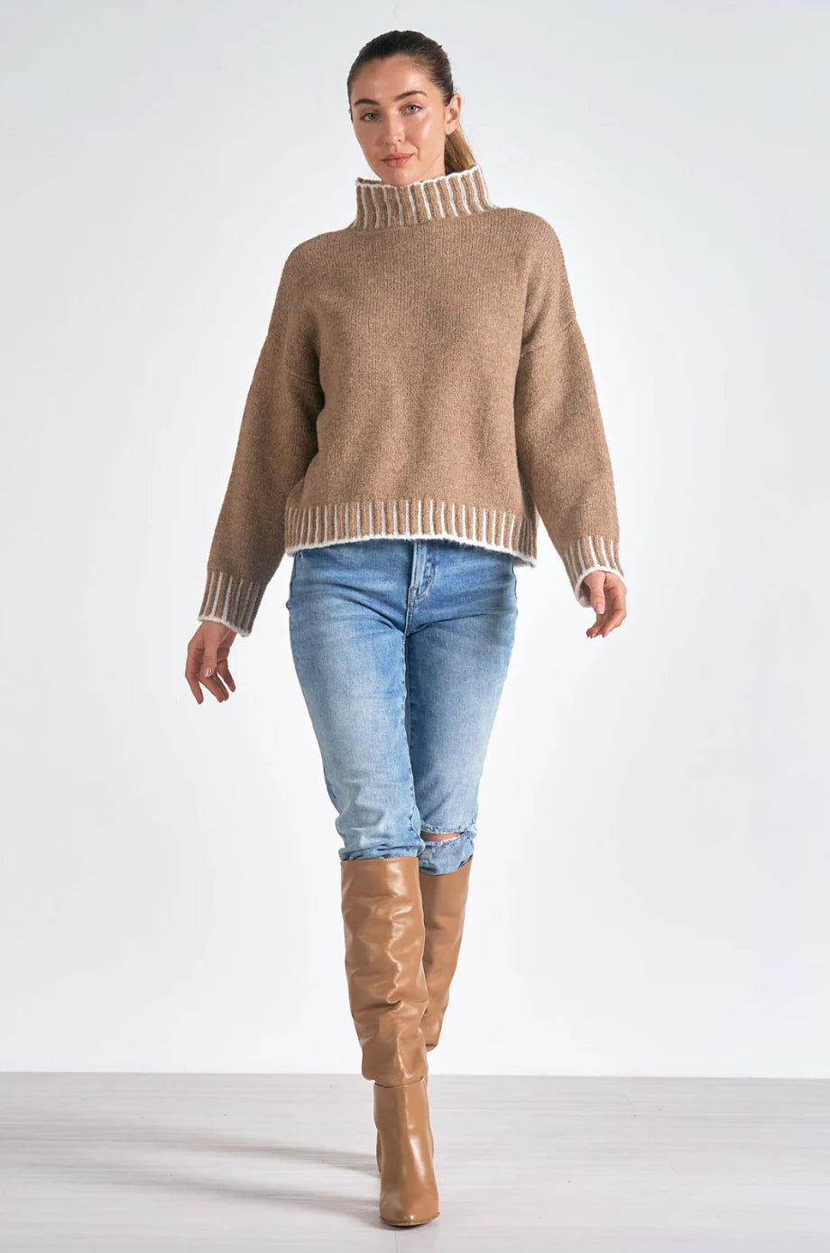 Elan Stitch Detail Turtleneck