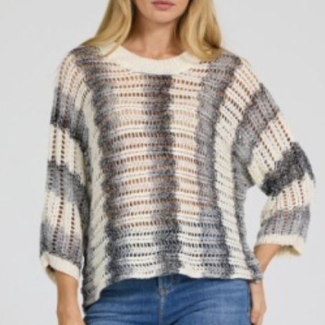 Dear John Gilly Grey Striped Top