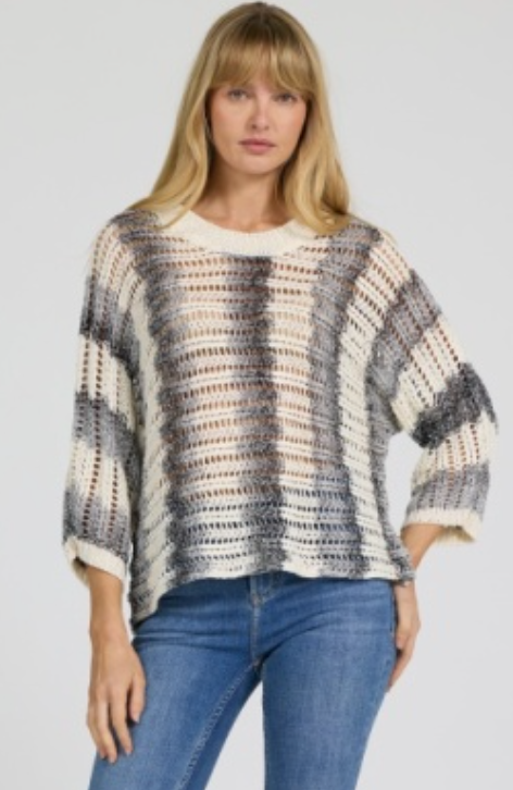 Dear John Gilly Grey Striped Top