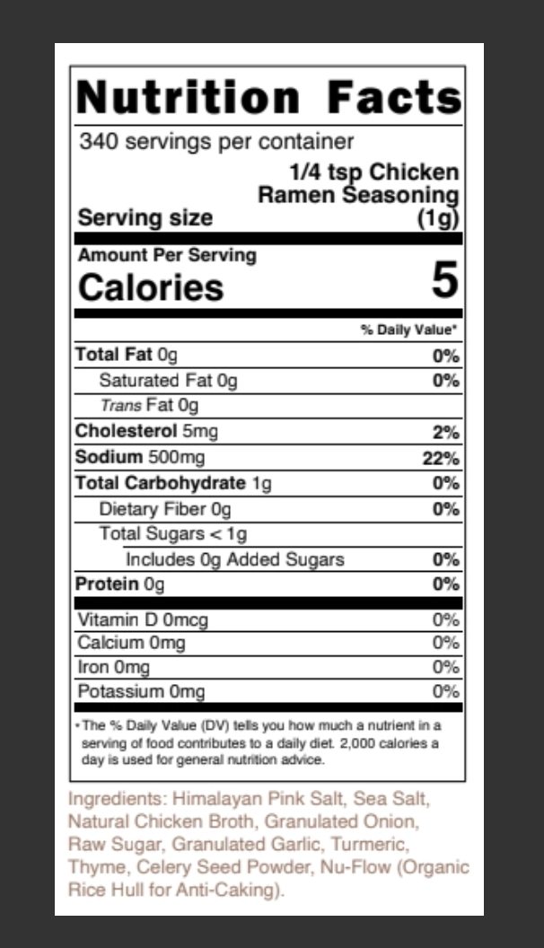 Clean Monday Meals Chicken Ramen Seasoning