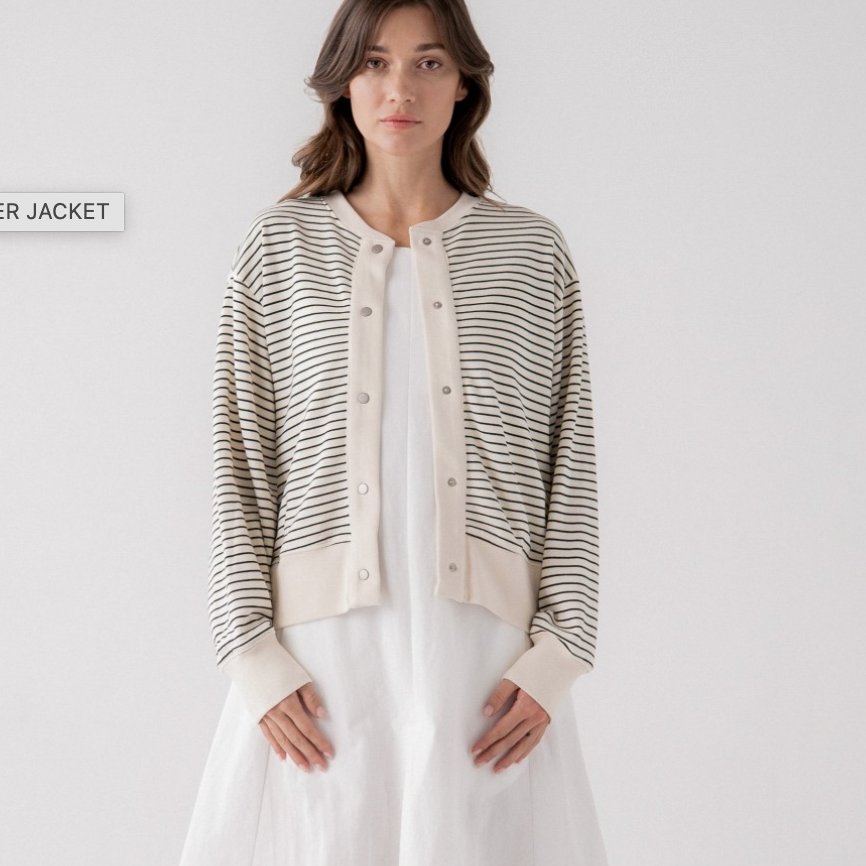 Elle Grey Striped Snap Front Bomber Cardigan