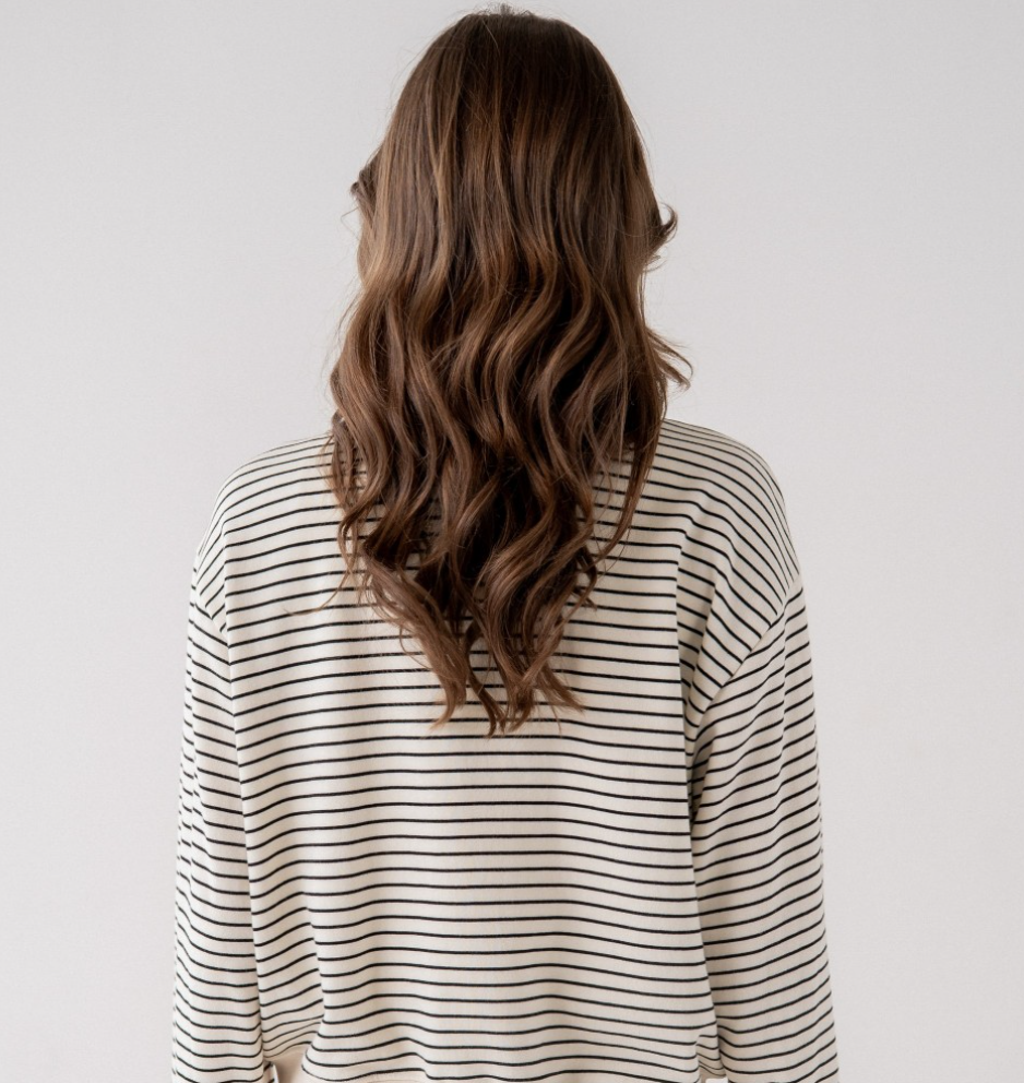 Elle Grey Striped Snap Front Bomber Cardigan