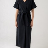 Aura V-Neck Drawstring Midi Dress – Effortless Day-to-Night Chic