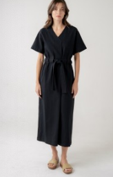 Aura V-Neck Drawstring Midi Dress – Effortless Day-to-Night Chic