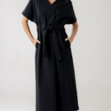 Aura V-Neck Drawstring Midi Dress – Effortless Day-to-Night Chic