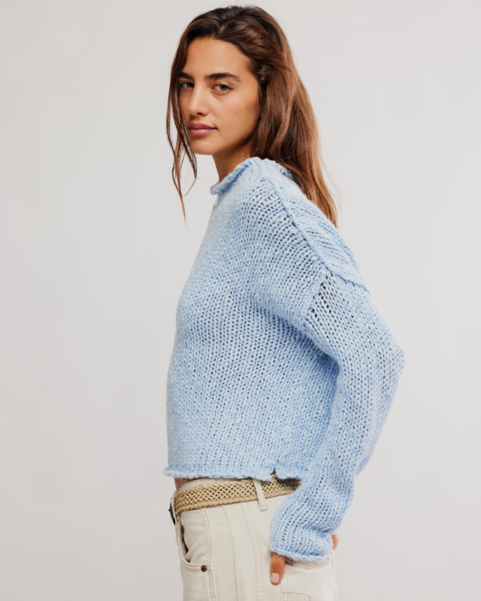 Free People Oversized Blue Knit Sweater