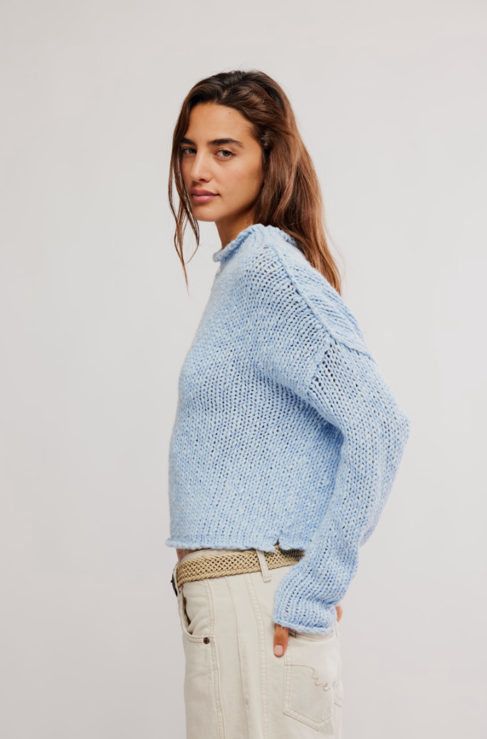 Free People Oversized Blue Knit Sweater
