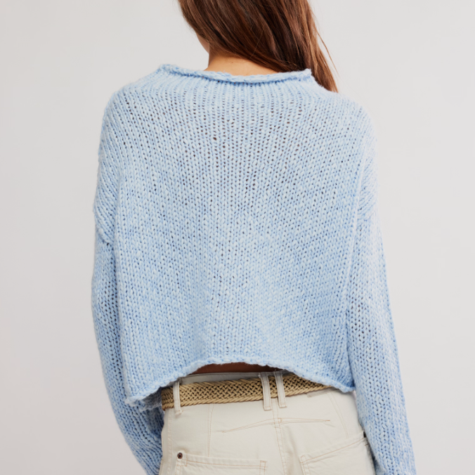 Free People Oversized Blue Knit Sweater