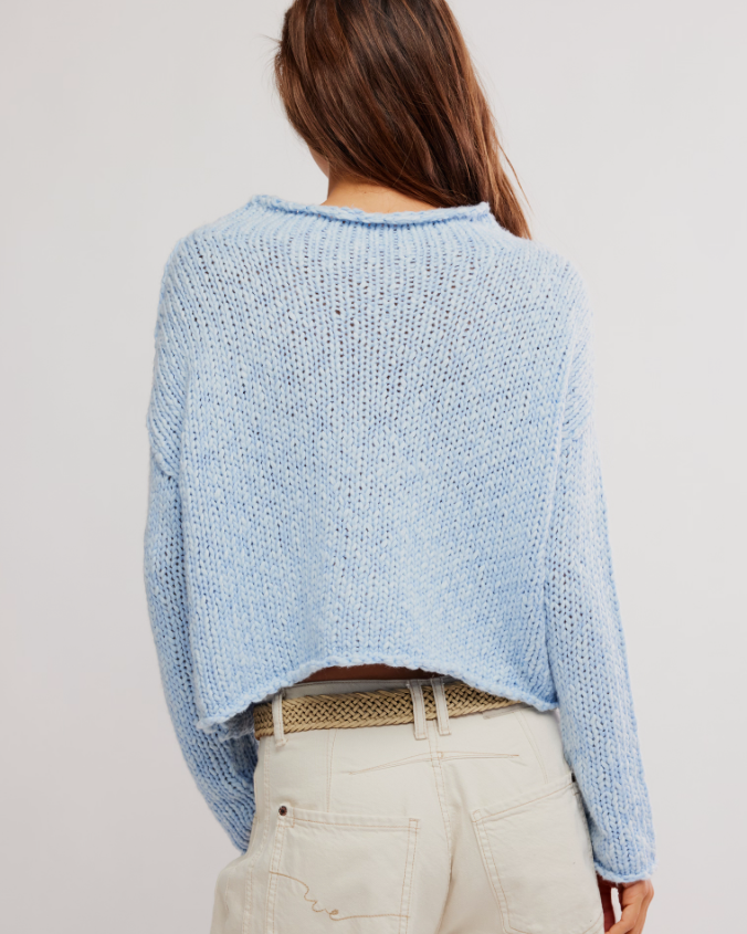 Free People Oversized Blue Knit Sweater