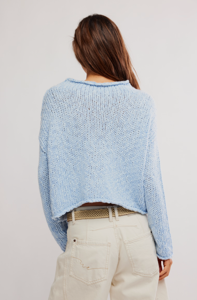 Free People Oversized Blue Knit Sweater
