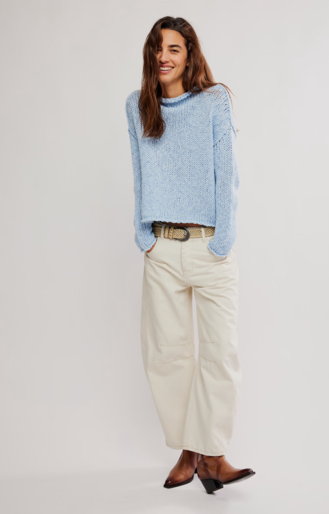Free People luxurious oversized knit sweater light blue