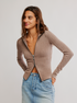 Free People Zip Up Knit Top