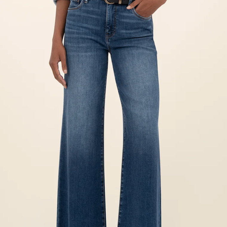 Kut from the Kloth MEG High Rise FAB AB Wide Leg Raw Hem-Long Inseam