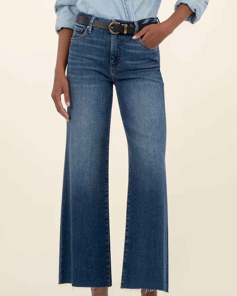 Kut from the Kloth MEG High Rise FAB AB Wide Leg Raw Hem-Long Inseam