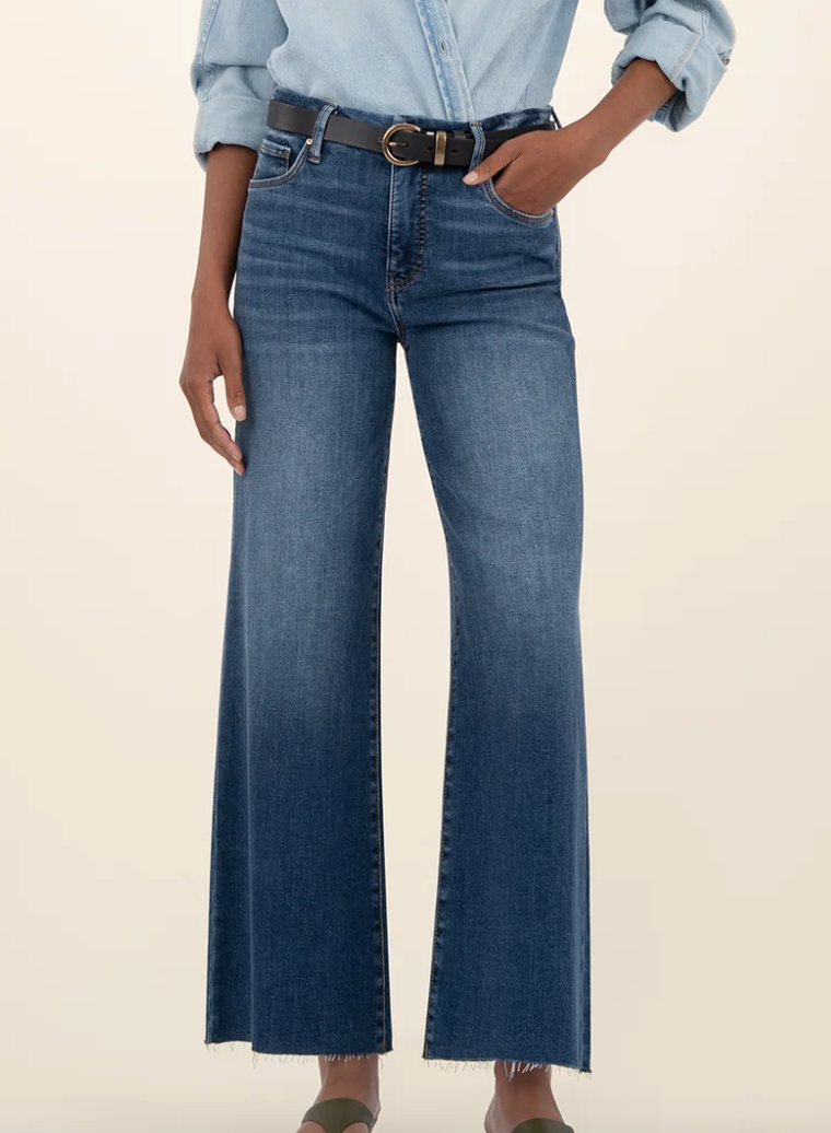 Kut from the Kloth MEG High Rise FAB AB Wide Leg Raw Hem-Long Inseam