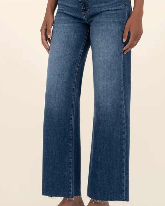 Kut from the Kloth MEG High Rise FAB AB Wide Leg Raw Hem-Long Inseam