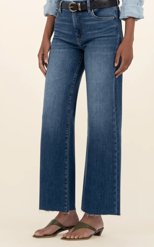 Kut from the Kloth MEG High Rise FAB AB Wide Leg Raw Hem-Long Inseam