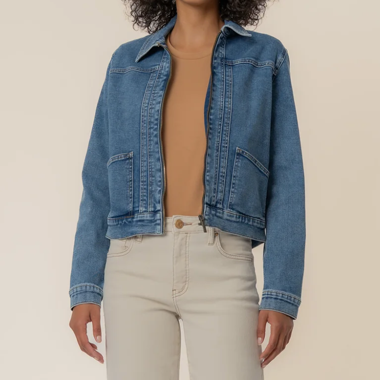 KUT from the Kloth Genevieve Zip front Jacket w/ Slant Pockets