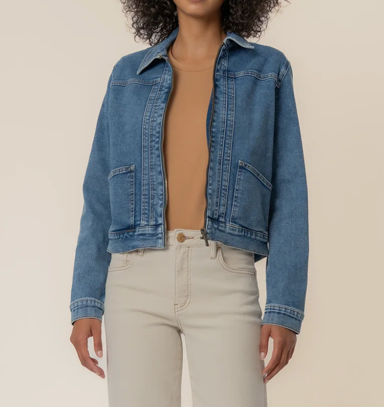 KUT from the Kloth Genevieve Zip front Jacket w/ Slant Pockets