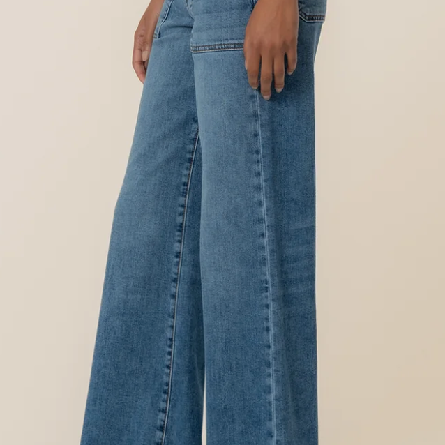 KUT from the Kloth MAYA High Rise Porkshop Front Pockets Wide Leg Raw Hem