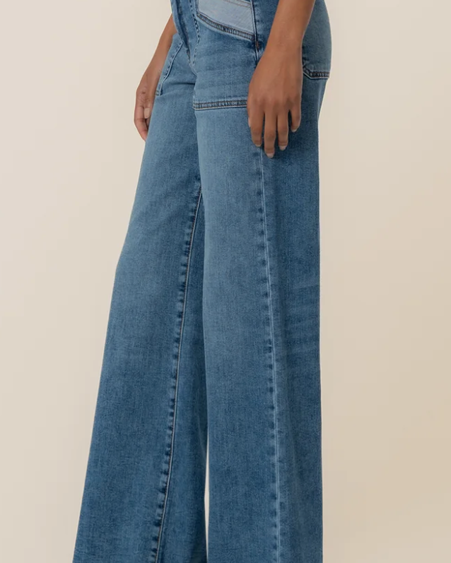 KUT from the Kloth MAYA High Rise Porkshop Front Pockets Wide Leg Raw Hem