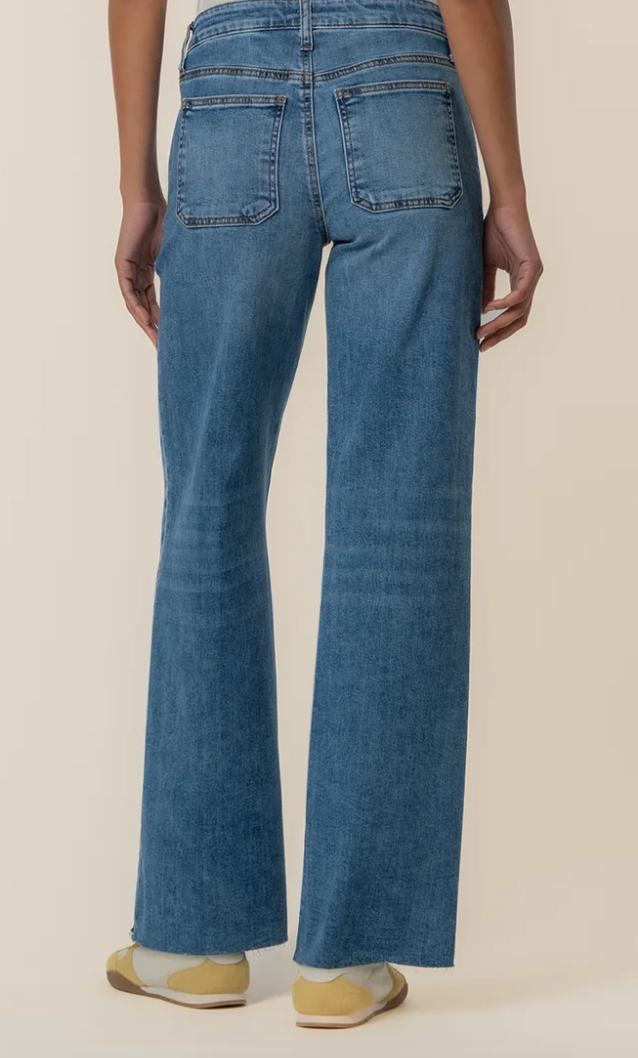 KUT from the Kloth MAYA High Rise Porkshop Front Pockets Wide Leg Raw Hem