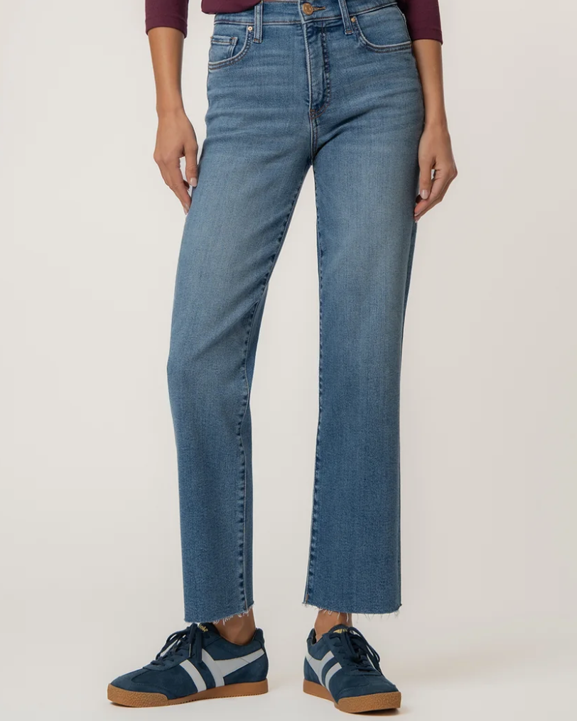 KUT from the Kloth AVERY HIGH RISE FAB AB EASY STRAIGHT LEG RAW HEM