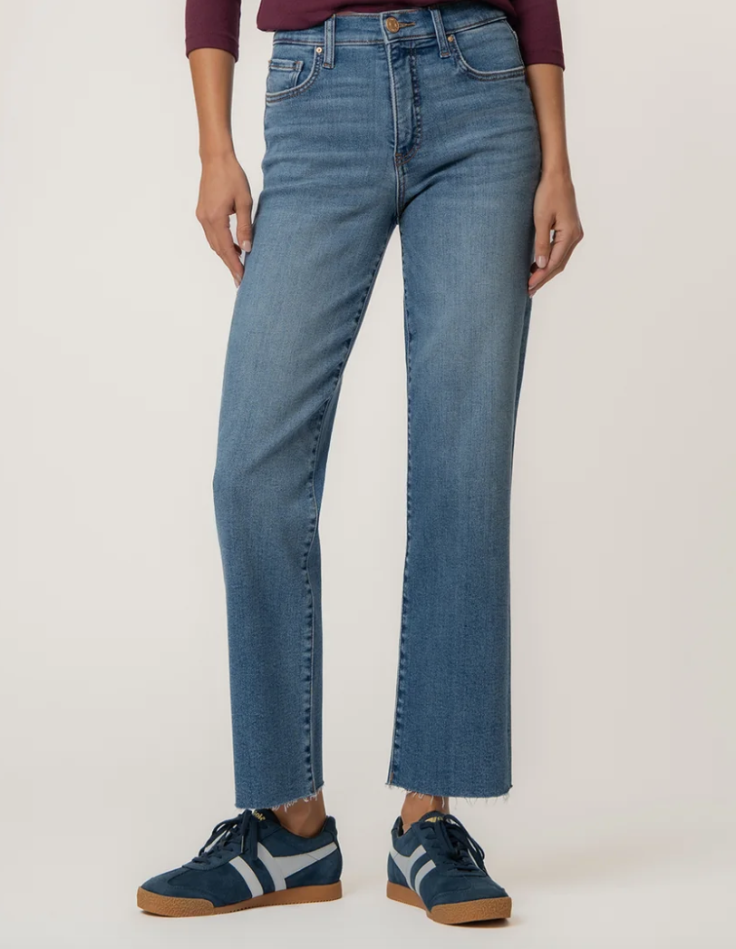 KUT from the Kloth AVERY HIGH RISE FAB AB EASY STRAIGHT LEG RAW HEM