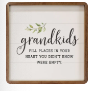 Grandkids Greenery 4X4X1 White Sign