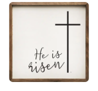 He Is Risen Cross 12X12x1.5 White