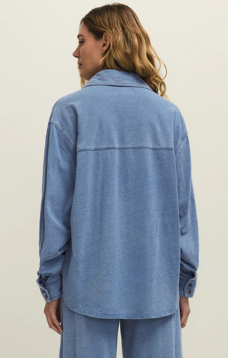 REESE JERSEY - DENIM BUTTON UP