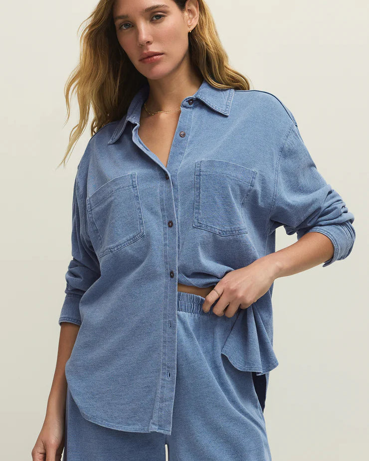 REESE JERSEY - DENIM BUTTON UP
