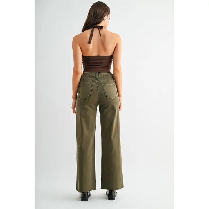 High-Rise Wide Leg Ankle Front Yoke