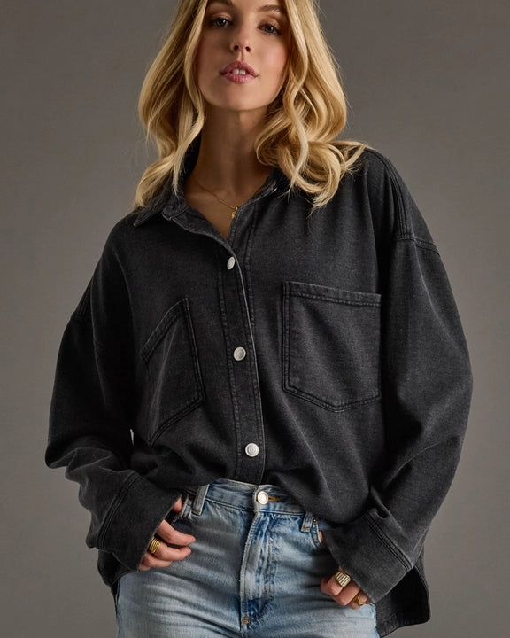 Black Super Soft Button Up