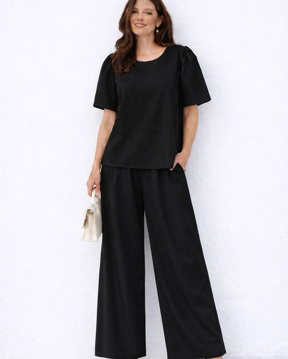 Adele Premium Cotton Poplin Wide-Leg Pants