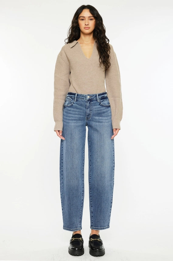 Kan Can  High Rise Barrel Fit Jeans