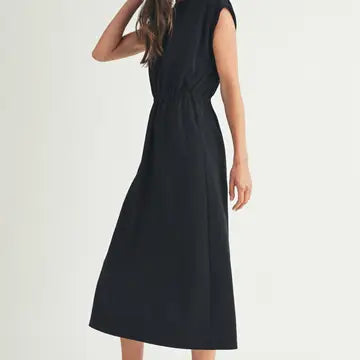 Elastic Waist Maxi Sheath Dress