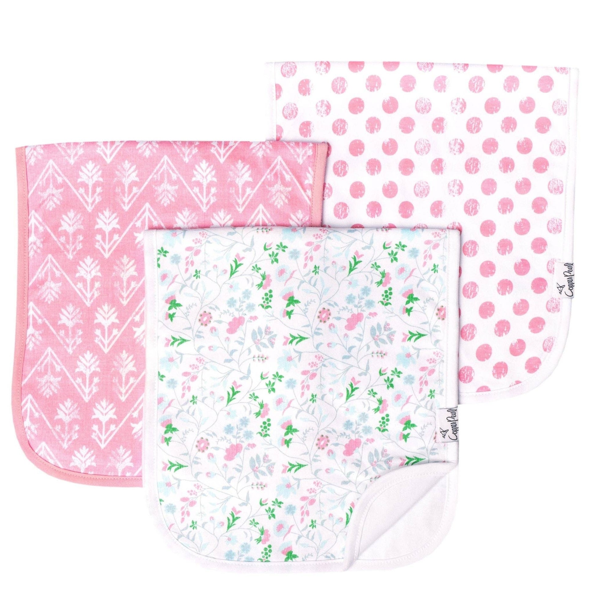 3 Pack Premium Burp Cloths - Claire