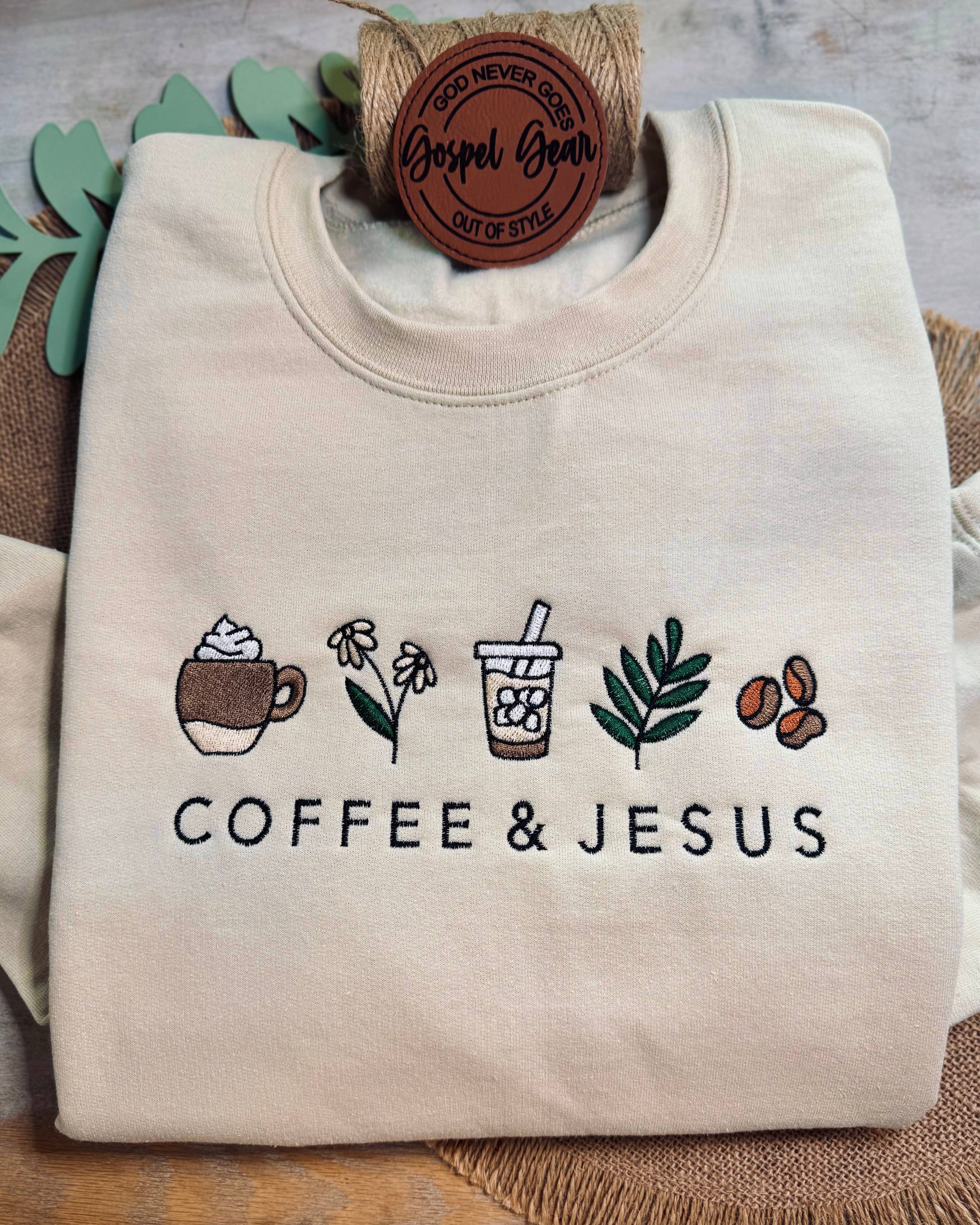Coffee And Jesus Embroidered Shirt