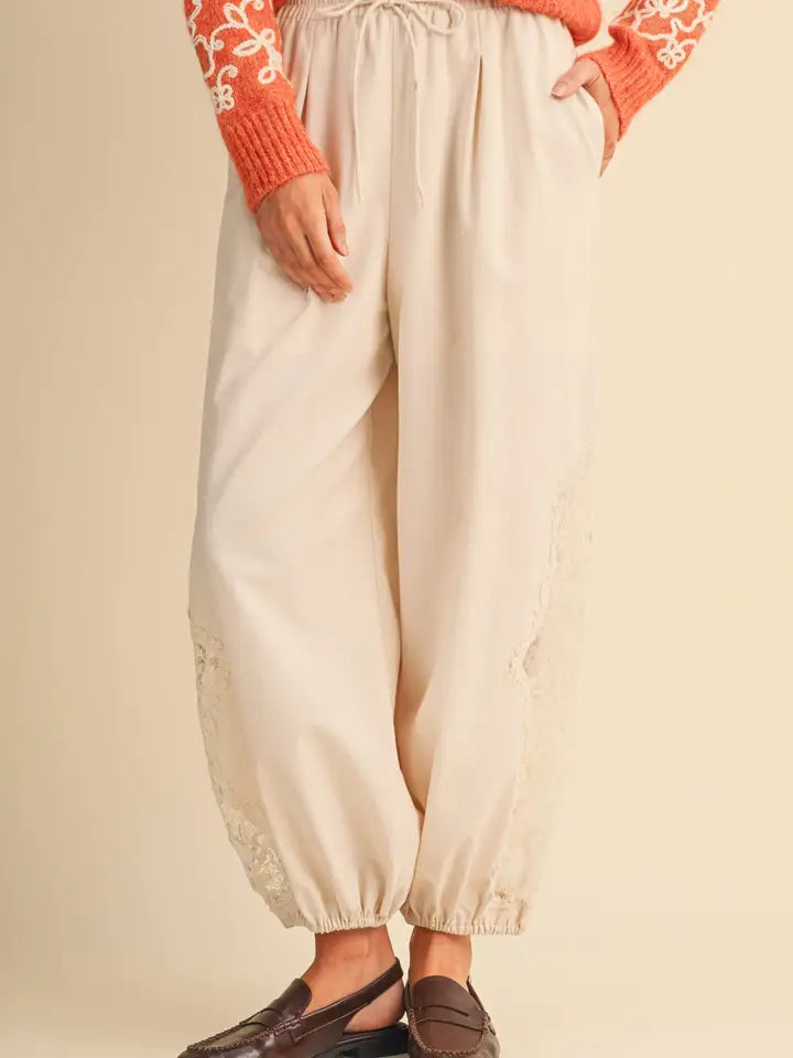 &Merci Lace Detail Balloon Pants