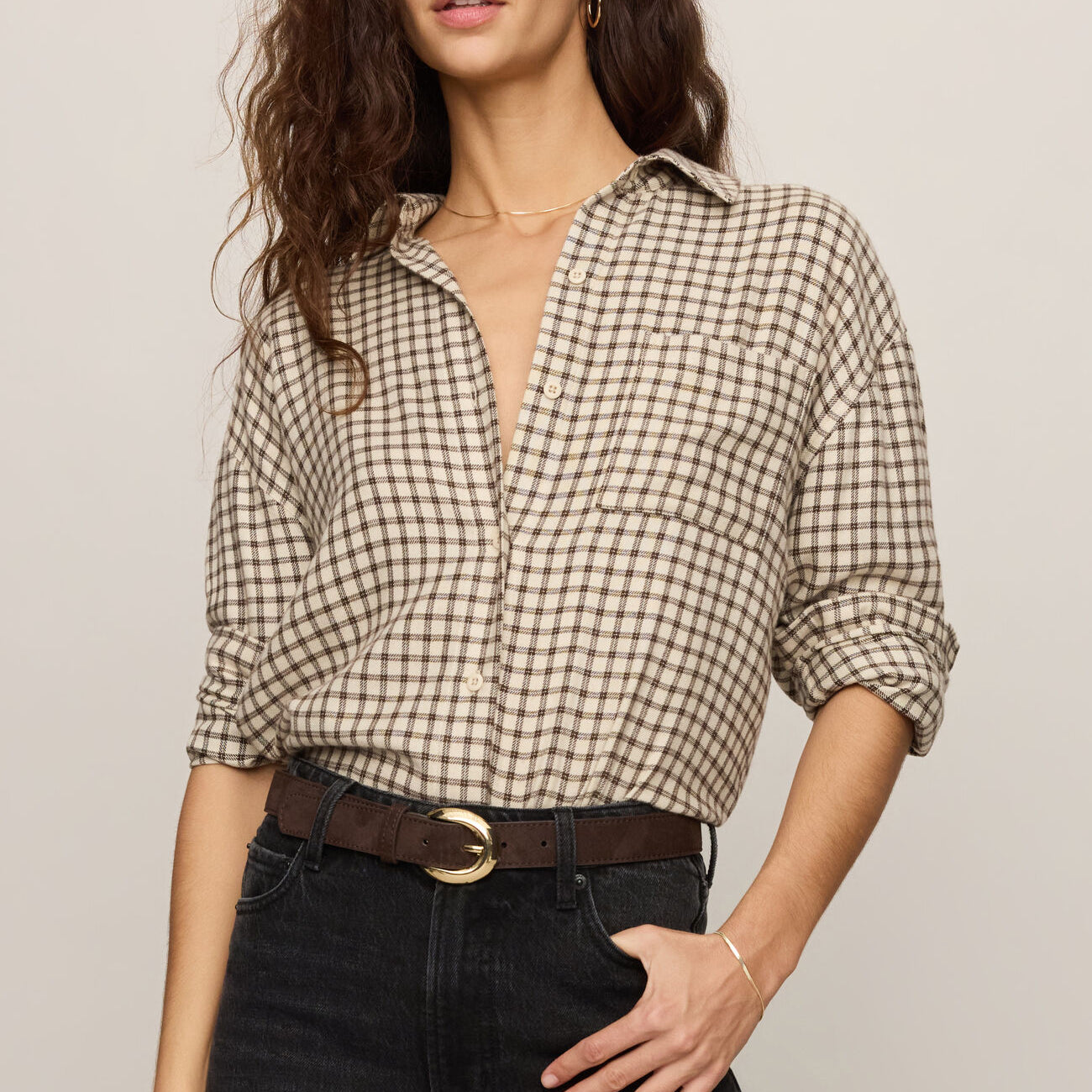 River Plaid Lightweight Flannel Button-Up