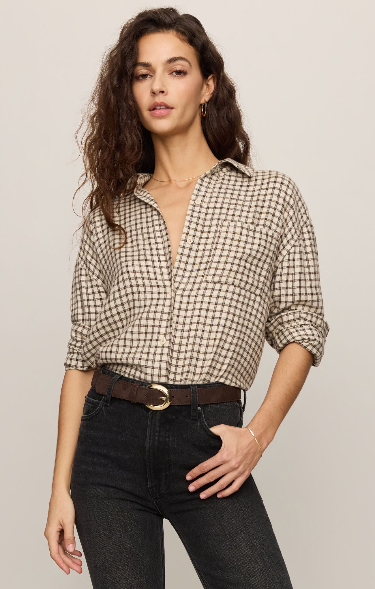 River Plaid Lightweight Flannel Button-Up