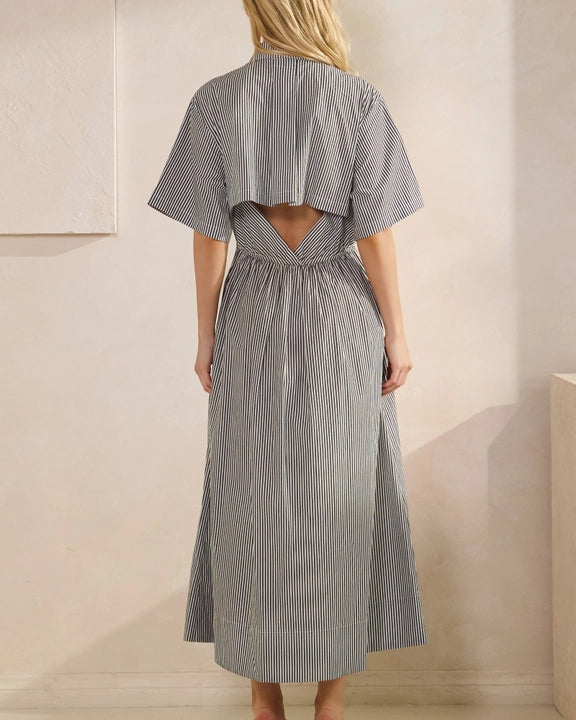Tres Bien Striped Poplin Maxi Dress